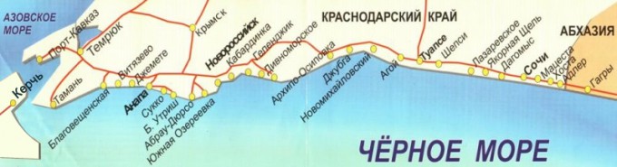 карта черноморского побережья